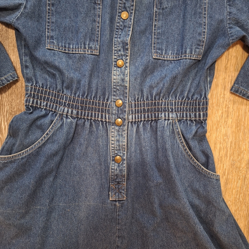 Denim Midi Shirt Dress - Blue - Picture 6 of 7
